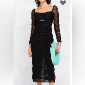 Self portrait point-d’esprit ruched midi dress